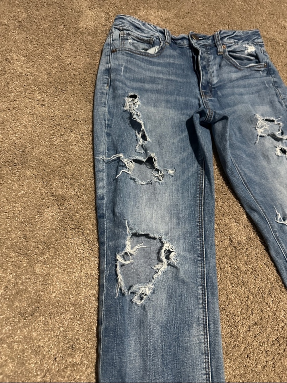 Distressed Blue Ripped Jeans - Picture 2 of 6